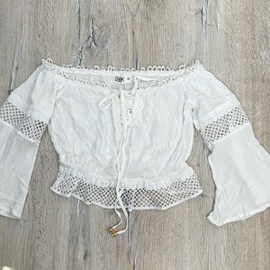 Seek The Label Australia White Lace Cropped Top